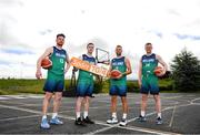 15 June 2022; Ireland internationals, from left, Jordan Blount, CJ Fulton, Sean Flood and John Carroll at the National Basketball Arena for the announcement that TG4 will broadcast three FIBA EuroBasket games this year, the senior men's double header with Austria and Switzerland on June 30th and July 3rd, and the senior women's fixture against the Netherlands on November 27th. Photo by Eóin Noonan/Sportsfile