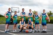 15 June 2022; Ireland internationals, from left, John Carroll, Dayna Finn, Jordan Blount, Claire Melia, Sean Flood, Rachel Huijsdens, Edel Thornton and CJ Fulton at the National Basketball Arena for the announcement that TG4 will broadcast three FIBA EuroBasket games this year, the senior men's double header with Austria and Switzerland on June 30th and July 3rd, and the senior women's fixture against the Netherlands on November 27th. Photo by Eóin Noonan/Sportsfile