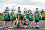 15 June 2022; Ireland internationals, from left, John Carroll, Dayna Finn, Jordan Blount, Claire Melia, Sean Flood, Rachel Huijsdens, Edel Thornton and CJ Fulton at the National Basketball Arena for the announcement that TG4 will broadcast three FIBA EuroBasket games this year, the senior men's double header with Austria and Switzerland on June 30th and July 3rd, and the senior women's fixture against the Netherlands on November 27th. Photo by Eóin Noonan/Sportsfile