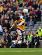 11 June 2022; Keelan Sexton of Clare kicks a free, over the bar, to level the score in the 72nd minute during the GAA Football All-Ireland Senior Championship Round 2 match between Clare and Roscommon at Croke Park in Dublin. Photo by Ray McManus/Sportsfile