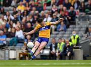 11 June 2022; Keelan Sexton of Clare kicks a free, over the bar, to level the score in the 72nd minute during the GAA Football All-Ireland Senior Championship Round 2 match between Clare and Roscommon at Croke Park in Dublin. Photo by Ray McManus/Sportsfile