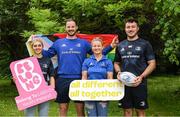 14 June 2022; Leinster Rugby have this morning announced Belong To as its next charity affiliate for the 2021/22 season. Belong To was nominated as part of the ongoing charity affiliate programme following consultation with Leinster Rugby players, supporters and sponsors. Belong To is the national organisation supporting lesbian, gay, bisexual, transgender and queer (LGBTQ+) young people in Ireland. Over the month of June, Leinster Rugby will highlight and promote the work of Belong To across its digital platforms. In attendance at the announcement at Leinster HQ in Dublin were, from left, Leinster Rugby players Anna Doyle, Jack Dunne, Emma Hooban and Will Connors. For further information please check out www.belongto.org or www.leinsterrugby.ie. Photo by Harry Murphy/Sportsfile