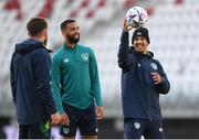 13 June 2022; Callum Robinson, right, with CJ Hamilton during a Republic of Ireland training session at LKS Stadium in Lodz, Poland. Photo by Stephen McCarthy/Sportsfile