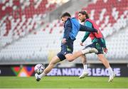 13 June 2022; Ryan Manning and Jeff Hendrick during a Republic of Ireland training session at LKS Stadium in Lodz, Poland. Photo by Stephen McCarthy/Sportsfile