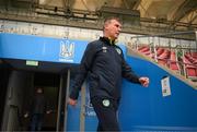 13 June 2022; Manager Stephen Kenny arrives for a Republic of Ireland training session at LKS Stadium in Lodz, Poland. Photo by Stephen McCarthy/Sportsfile