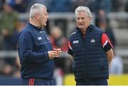11 June 2022; Cork manager Kieran Kingston, right, in conversation with selector Diarmuid O'Sullivan during the GAA Hurling All-Ireland Senior Championship Preliminary Quarter-Final match between Antrim and Cork at Corrigan Park in Belfast. Photo by Ramsey Cardy/Sportsfile