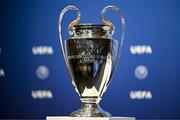 14 June 2022; A view of the UEFA Champions League trophy on display ahead of the UEFA Champions League 2022/23 First Qualifying Round draw at the UEFA headquarters, in Nyon, Switzerland. Photo by Kristian Skeie - UEFA via Sportsfile
