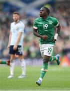 11 June 2022; Michael Obafemi of Republic of Ireland after scoring their side's third goal during the UEFA Nations League B group 1 match between Republic of Ireland and Scotland at the Aviva Stadium in Dublin. Photo by Stephen McCarthy/Sportsfile