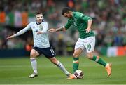11 June 2022; Troy Parrott of Republic of Ireland in action against Callum McGregor of Scotland during the UEFA Nations League B group 1 match between Republic of Ireland and Scotland at the Aviva Stadium in Dublin. Photo by Stephen McCarthy/Sportsfile