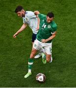 11 June 2022; Alan Browne of Republic of Ireland and Ryan Christie of Scotland during the UEFA Nations League B group 1 match between Republic of Ireland and Scotland at the Aviva Stadium in Dublin. Photo by Ben McShane/Sportsfile