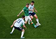 11 June 2022; James McClean of Republic of Ireland in action against John McGinn, right, and Anthony Ralston of Scotland during the UEFA Nations League B group 1 match between Republic of Ireland and Scotland at the Aviva Stadium in Dublin. Photo by Ben McShane/Sportsfile