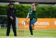 14 June 2022; Jane Maguire of Ireland bowling during the Women's one day international match between Ireland and South Africa at Clontarf Cricket Club in Dublin. Photo by George Tewkesbury/Sportsfile
