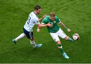 11 June 2022; James McClean of Republic of Ireland and Anthony Ralston of Scotland during the UEFA Nations League B group 1 match between Republic of Ireland and Scotland at the Aviva Stadium in Dublin. Photo by Ben McShane/Sportsfile