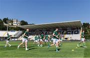 14 June 2022; Republic of Ireland players warm-up before the UEFA European U21 Championship Qualifying group F match between Italy and Republic of Ireland at Stadio Cino e Lillo Del Duca in Ascoli Piceno, Italy. Photo by Eóin Noonan/Sportsfile