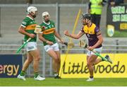 11 June 2022; Conor McDonald of Wexford celebrates after scoring his side's first goal during the GAA Hurling All-Ireland Senior Championship Preliminary Quarter-Final match between Kerry and Wexford at Austin Stack Park in Tralee, Kerry. Photo by Diarmuid Greene/Sportsfile