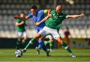 14 June 2022; Will Smallbone of Republic of Ireland in action against Samuele Ricci of Italy during the UEFA European U21 Championship Qualifying group F match between Italy and Republic of Ireland at Stadio Cino e Lillo Del Duca in Ascoli Piceno, Italy. Photo by Eóin Noonan/Sportsfile