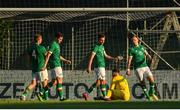 14 June 2022; Republic of Ireland players react after they concede their fourth goal during the UEFA European U21 Championship Qualifying group F match between Italy and Republic of Ireland at Stadio Cino e Lillo Del Duca in Ascoli Piceno, Italy. Photo by Eóin Noonan/Sportsfile