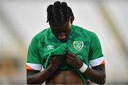 14 June 2022; Joshua Ogunfaolu-Kayode of Republic of Ireland leaves the pitch after his side's defeat in the UEFA European U21 Championship Qualifying group F match between Italy and Republic of Ireland at Stadio Cino e Lillo Del Duca in Ascoli Piceno, Italy. Photo by Eóin Noonan/Sportsfile
