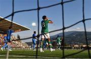 14 June 2022; Tyreik Wright of Republic of Ireland reacts to a missed opportunity on goal during the UEFA European U21 Championship Qualifying group F match between Italy and Republic of Ireland at Stadio Cino e Lillo Del Duca in Ascoli Piceno, Italy. Photo by Eóin Noonan/Sportsfile