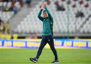14 June 2022; Republic of Ireland manager Stephen Kenny applauds toward the travelling supporters before the UEFA Nations League B group 1 match between Ukraine and Republic of Ireland at LKS Stadium in Lodz, Poland. Photo by Stephen McCarthy/Sportsfile