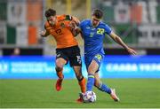 14 June 2022; Jayson Molumby of Republic of Ireland in action against Mykola Matviyenko of Ukraine during the UEFA Nations League B group 1 match between Ukraine and Republic of Ireland at LKS Stadium in Lodz, Poland. Photo by Stephen McCarthy/Sportsfile