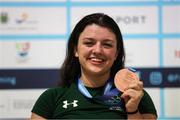 14 June 2022; Nicole Turner of Ireland with her bronze medal after the final of the 200m individual medley SM6 class on day three of the 2022 World Para Swimming Championships at the Complexo de Piscinas Olímpicas do Funchal in Madeira, Portugal. Photo by Ian MacNicol/Sportsfile