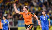 14 June 2022; Nathan Collins of Republic of Ireland celebrates after scoring his side's first goal during the UEFA Nations League B group 1 match between Ukraine and Republic of Ireland at LKS Stadium in Lodz, Poland. Photo by Stephen McCarthy/Sportsfile