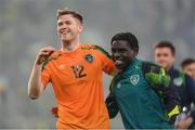 14 June 2022; Nathan Collins, left, and Festy Ebosele of Republic of Ireland after the UEFA Nations League B group 1 match between Ukraine and Republic of Ireland at LKS Stadium in Lodz, Poland. Photo by Stephen McCarthy/Sportsfile