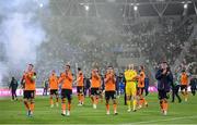 14 June 2022; Republic of Ireland players applaud to the travelling supporters after their drawn UEFA Nations League B group 1 match between Ukraine and Republic of Ireland at LKS Stadium in Lodz, Poland. Photo by Stephen McCarthy/Sportsfile