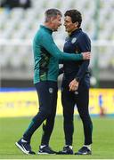14 June 2022; Republic of Ireland manager Stephen Kenny and coach Keith Andrews, right, before the UEFA Nations League B group 1 match between Ukraine and Republic of Ireland at LKS Stadium in Lodz, Poland. Photo by Stephen McCarthy/Sportsfile