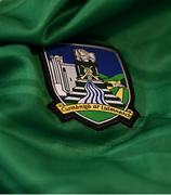 14 June 2022; A detailed view of the jersey during a Limerick hurling squad portrait session at TUS Gaelic Grounds in Limerick. Photo by David Fitzgerald/Sportsfile