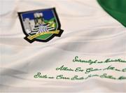 14 June 2022; A detailed view of the jersey during a Limerick hurling squad portrait session at TUS Gaelic Grounds in Limerick. Photo by David Fitzgerald/Sportsfile