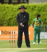 14 June 2022; Umpire Jareth McCready during the Women's one day international match between Ireland and South Africa at Clontarf Cricket Club in Dublin. Photo by George Tewkesbury/Sportsfile
