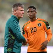 14 June 2022; Republic of Ireland manager Stephen Kenny and Chiedozie Ogbene after the UEFA Nations League B group 1 match between Ukraine and Republic of Ireland at LKS Stadium in Lodz, Poland. Photo by Stephen McCarthy/Sportsfile