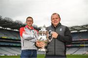 16 June 2022; Cavan manager Mickey Graham and Sligo manager Tony McEntee at a GAA media event ahead of this Sunday’s Tailteann Cup semi-finals double header at Croke Park in Dublin. Photo by Eóin Noonan/Sportsfile