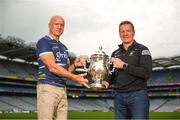 16 June 2022; Offaly manager John Maughan and Westmeath manager Jack Cooney at a GAA media event ahead of this Sunday’s Tailteann Cup semi-finals double header at Croke Park in Dublin. Photo by Eóin Noonan/Sportsfile