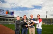 16 June 2022; In attendance at a GAA media event ahead of this Sunday’s Tailteann Cup semi-finals double header is, from left, Cavan manager Mickey Graham, Westmeath manager Jack Cooney, Offaly manager John Maughan and Sligo manager Tony McEntee at Croke Park in Dublin. Photo by Eóin Noonan/Sportsfile