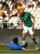14 June 2022; Will Smallbone of Republic of Ireland with Fabiano Parisi of Italy during the UEFA European U21 Championship Qualifying group F match between Italy and Republic of Ireland at Stadio Cino e Lillo Del Duca in Ascoli Piceno, Italy. Photo by Eóin Noonan/Sportsfile