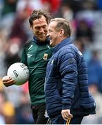 11 June 2022; Clare manager Colm Collins with Mayo selector Ciarán McDonald after the GAA Football All-Ireland Senior Championship Round 2 match between Clare and Roscommon at Croke Park in Dublin. Photo by Piaras Ó Mídheach/Sportsfile