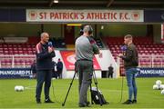 17 June 2022; St Patrick's Athletic technical director Alan Matthews is interviewed by LOI TV before before the SSE Airtricity League Premier Division match between St Patrick's Athletic and UCD at Richmond Park in Dublin. Photo by Michael P Ryan/Sportsfile