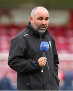 17 June 2022; UCD manager Andy Myler is interviewed by LOI TV before the SSE Airtricity League Premier Division match between St Patrick's Athletic and UCD at Richmond Park in Dublin. Photo by Michael P Ryan/Sportsfile