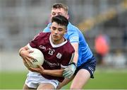 12 June 2022; Éanna Monaghan of Galway in action against Jamie Smith of Dublin during the Electric Ireland GAA Football All-Ireland Minor Championship Quarter-Final match between Dublin and Galway at O'Connor Park in Tullamore, Offaly. Photo by Piaras Ó Mídheach/Sportsfile