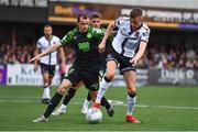 17 June 2022; Daniel Kelly of Dundalk in action against Sean Kavanagh of Shamrock Rovers during the SSE Airtricity League Premier Division match between Dundalk and Shamrock Rovers at Oriel Park in Dundalk, Louth. Photo by Ben McShane/Sportsfile