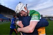 17 June 2022; Brecon Kavanagh of Offaly celebrates after his side's victory in the Electric Ireland GAA Hurling All-Ireland Minor Championship Semi-Final match between Offaly and Clare at FBD Semple Stadium in Thurles, Tipperary. Photo by Piaras Ó Mídheach/Sportsfile