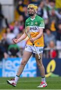 17 June 2022; Daniel Hand of Offaly celebrates after his side's victory in the Electric Ireland GAA Hurling All-Ireland Minor Championship Semi-Final match between Offaly and Clare at FBD Semple Stadium in Thurles, Tipperary. Photo by Piaras Ó Mídheach/Sportsfile