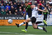 17 June 2022; Robbie Benson of Dundalk scores his side's first goal during the SSE Airtricity League Premier Division match between Dundalk and Shamrock Rovers at Oriel Park in Dundalk, Louth. Photo by Ben McShane/Sportsfile