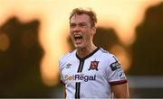 17 June 2022; Greg Sloggett of Dundalk celebrates at the final whistle of the SSE Airtricity League Premier Division match between Dundalk and Shamrock Rovers at Oriel Park in Dundalk, Louth. Photo by Ben McShane/Sportsfile