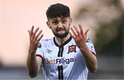 17 June 2022; Joe Adams of Dundalk encourages the supporters after his side's victory in the SSE Airtricity League Premier Division match between Dundalk and Shamrock Rovers at Oriel Park in Dundalk, Louth. Photo by Ben McShane/Sportsfile