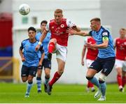 17 June 2022; Eoin Doyle of St Patrick's Athletic in action against Sam Todd of UCD during the SSE Airtricity League Premier Division match between St Patrick's Athletic and UCD at Richmond Park in Dublin. Photo by Michael P Ryan/Sportsfile