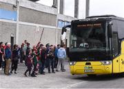 18 June 2022; Supporters wait for the Galway team bus ahead of the GAA Hurling All-Ireland Senior Championship Quarter-Final match between Galway and Cork at the FBD Semple Stadium in Thurles, Tipperary. Photo by Daire Brennan/Sportsfile